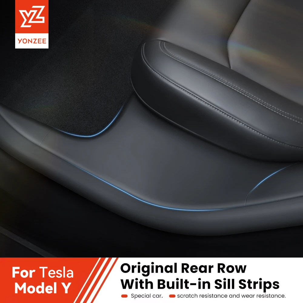 YZ para Tesla Model Y Juniper 2021-2025 cubierta de protección de pista de asiento delantero de coche umbral de puerta trasera placa antipatadas decoración Interior