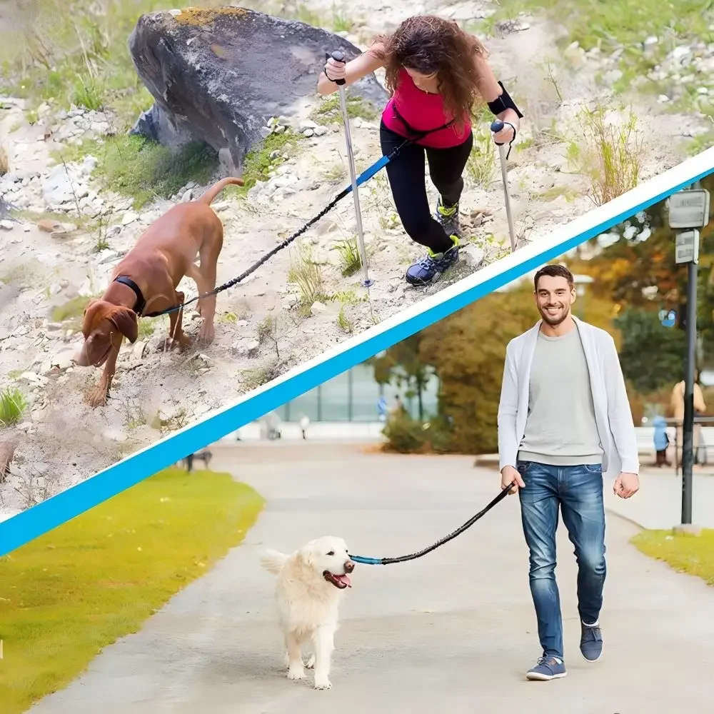 Correa retráctil para mascotas para correr, correa reflectante retráctil para perros con cuerda ajustable para la cintura para correr al aire libre
