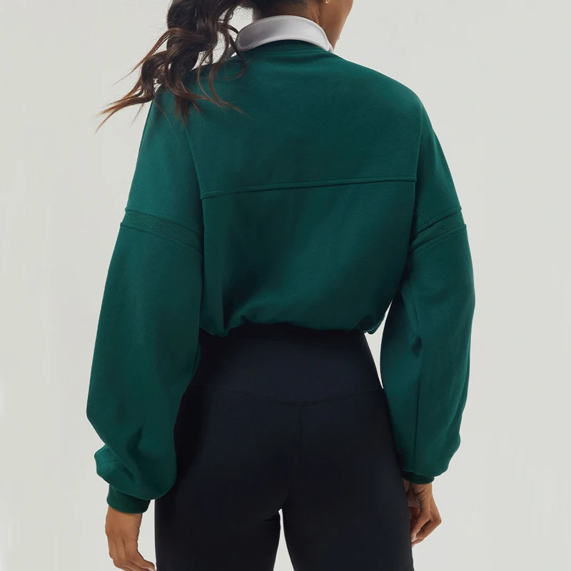 Sudadera de manga larga para mujer, abrigo holgado de Color sólido con media cremallera para gimnasio, Top transpirable de gran tamaño para correr, ropa de entrenamiento femenina