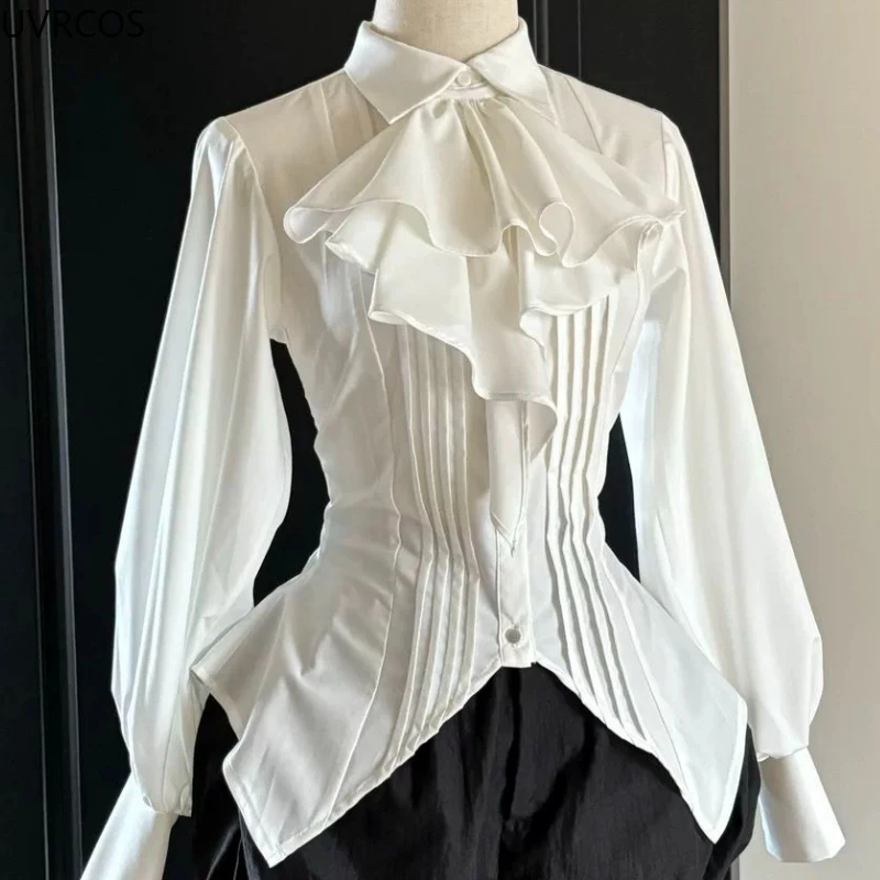 Blusa japonesa Vintage elegante de Lolita para mujer, camisas JK irregulares con manga acampanada gótica victoriana, Top Kawaii estético Y2k