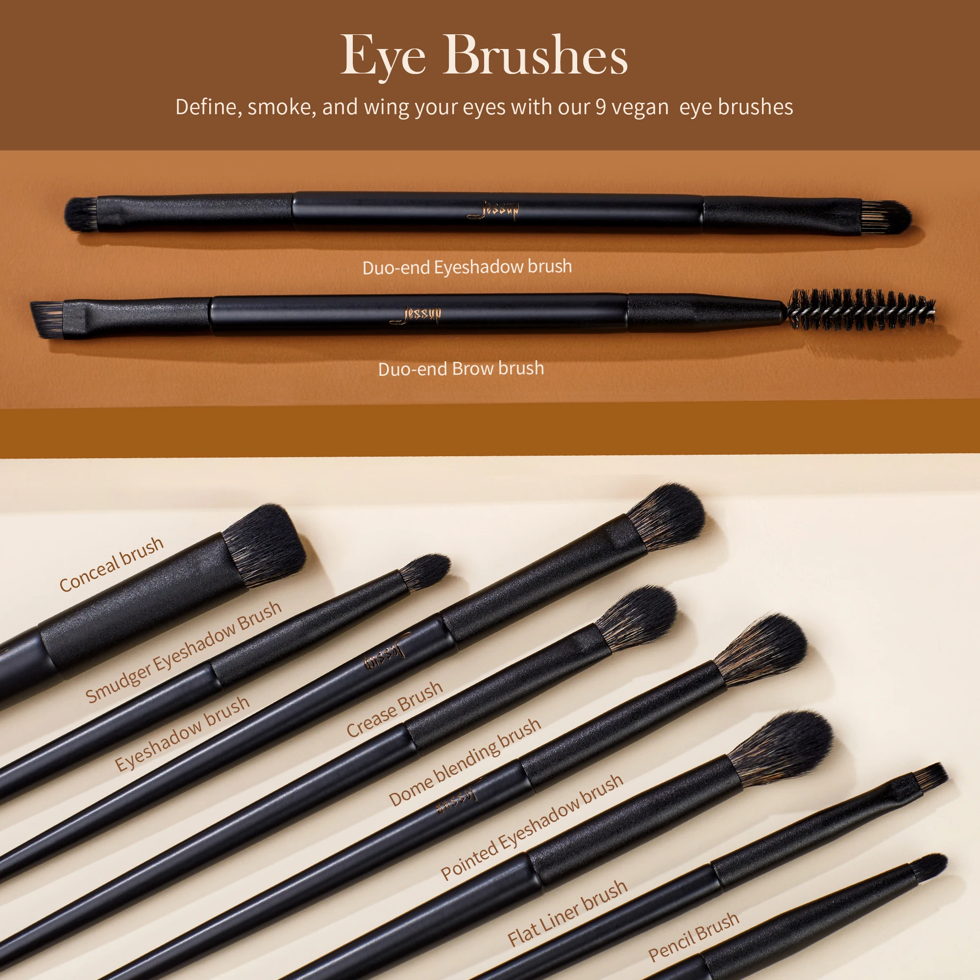 Jessup-Juego de brochas de maquillaje, 10-14 Uds., brocha de maquillaje, base de contorno en polvo, sombra de ojos, mezcla de resaltado, delineador corrector T336