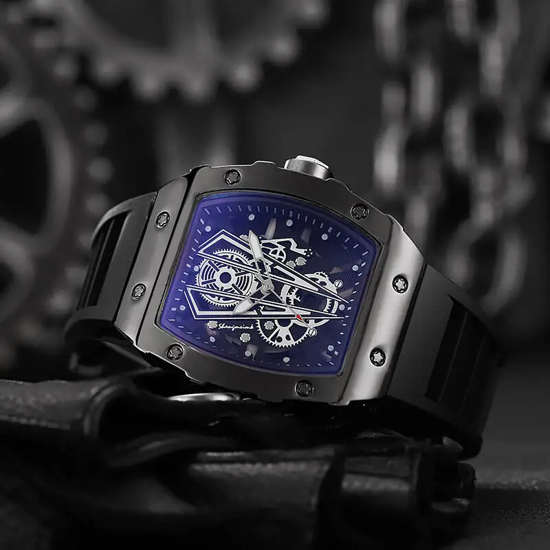 1/2 Uds. Reloj de cuarzo de lujo con esfera grande para Hombre, correa de silicona informal, relojes deportivos para Hombre (sin caja)