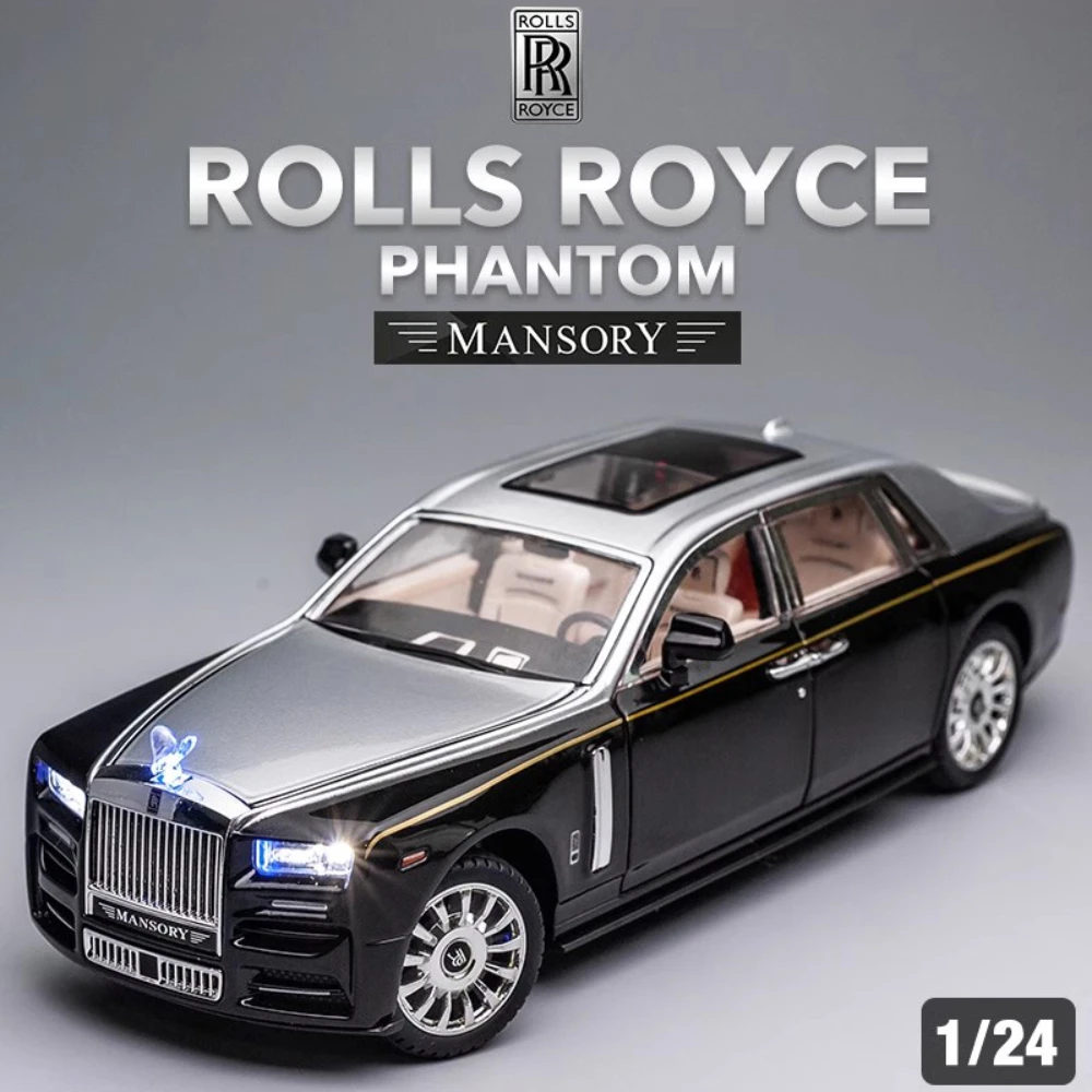 1/24 Rolls Royce Phantom coches de juguete fundidos a presión modelo simulado Pull Back limusina aleación de Zinc coche de juguete de Metal para niños colección de regalos