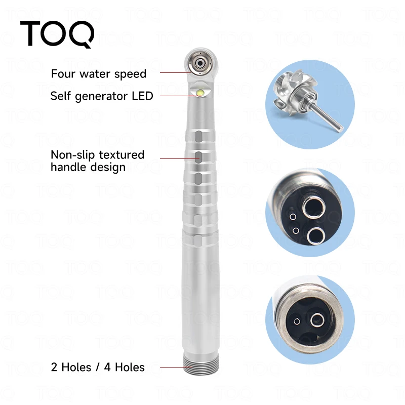 Pieza de mano dental X1L LED de alta velocidad con cabezal de torque, turbina de aire, generador eléctrico, rodamiento cerámico, puntas para dentista, triple pulverización de agua, 2/4 orificios