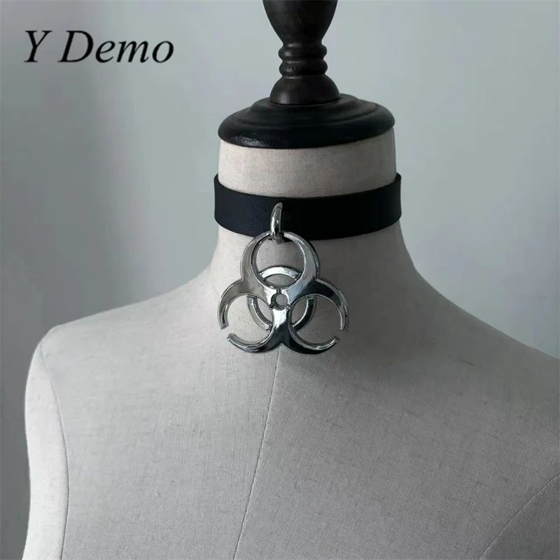 Y Demo Punk Colgante de residuos médicos Pu Cuero Gargantilla ajustable Rock Collar casual