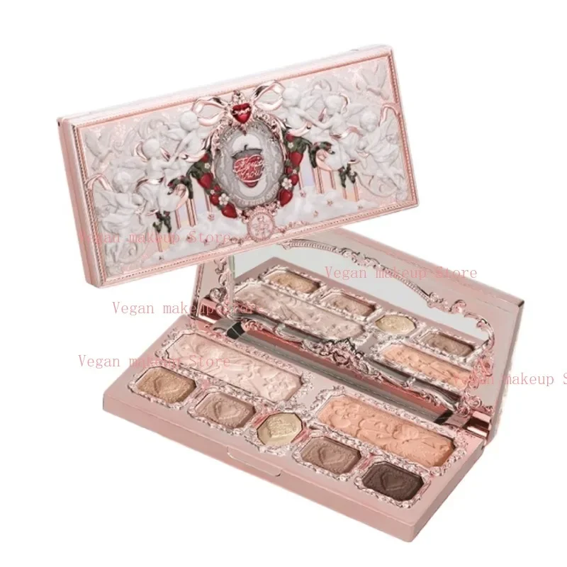 Flowerkaren-paleta de cutis Facial, colección de Cupido de fresa, colorete, sombra de ojos, resaltador, flor, paleta bronceadora Facial