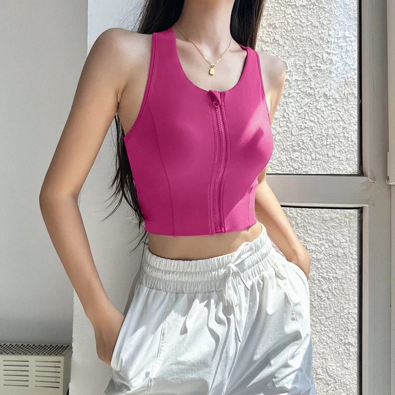 Sujetador deportivo de alto impacto para mujer con cremallera frontal, transpirable, ideal para correr, gimnasio y yoga