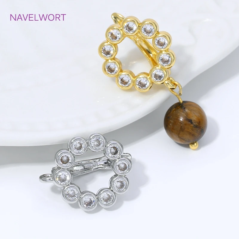 Ganchos para Pendientes en Forma de Abanico con Baño de Oro de 18K, Fijaciones de Latón para Pendientes, Cierres para Pendientes, Materiales para Joyería DIY