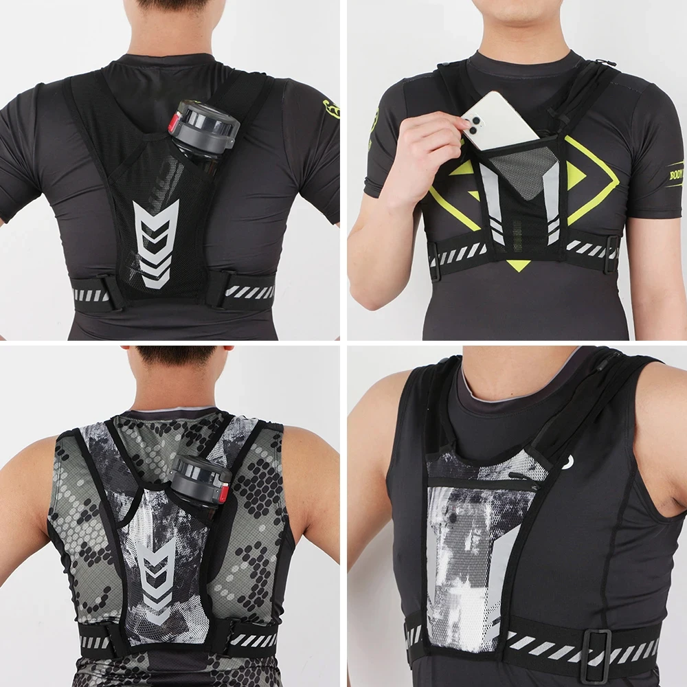Chaleco reflectante para correr con soporte para teléfono y bolsillo para llaves |   Correa ajustable para hombres y mujeres, trotar nocturno, caminar, gimnasio, equipo de ejercicio