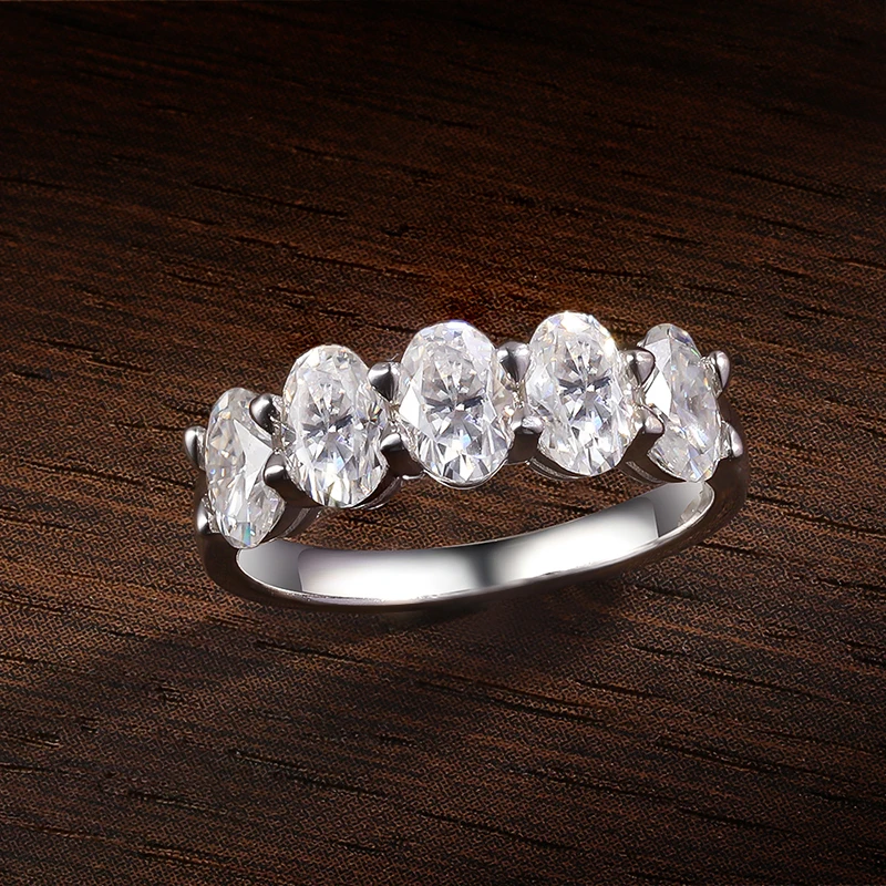 KNOBSPIN D VVS1 4*6mm anillos ovalados de moissanita para mujer joyería fina compromiso boda bandas de eternidad con anillo de plata GRA s925