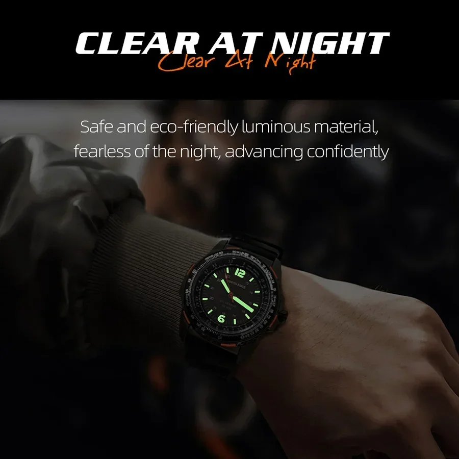 Reloj con caja de regalo NORTH EDGE para hombre, Reloj de cuarzo de moda PHOTON con energía Solar, resistente al agua hasta 50M, correa deportiva de silicona, Reloj para hombre