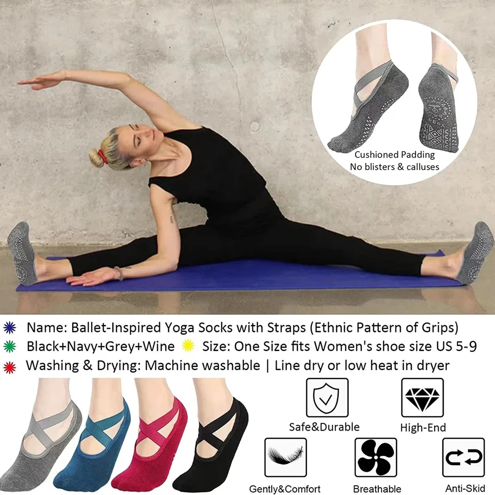 Calcetines de Yoga transpirables de alta calidad para mujer, medias antideslizantes de silicona para Pilates, calcetines de algodón para entrenamiento físico y danza de Ballet