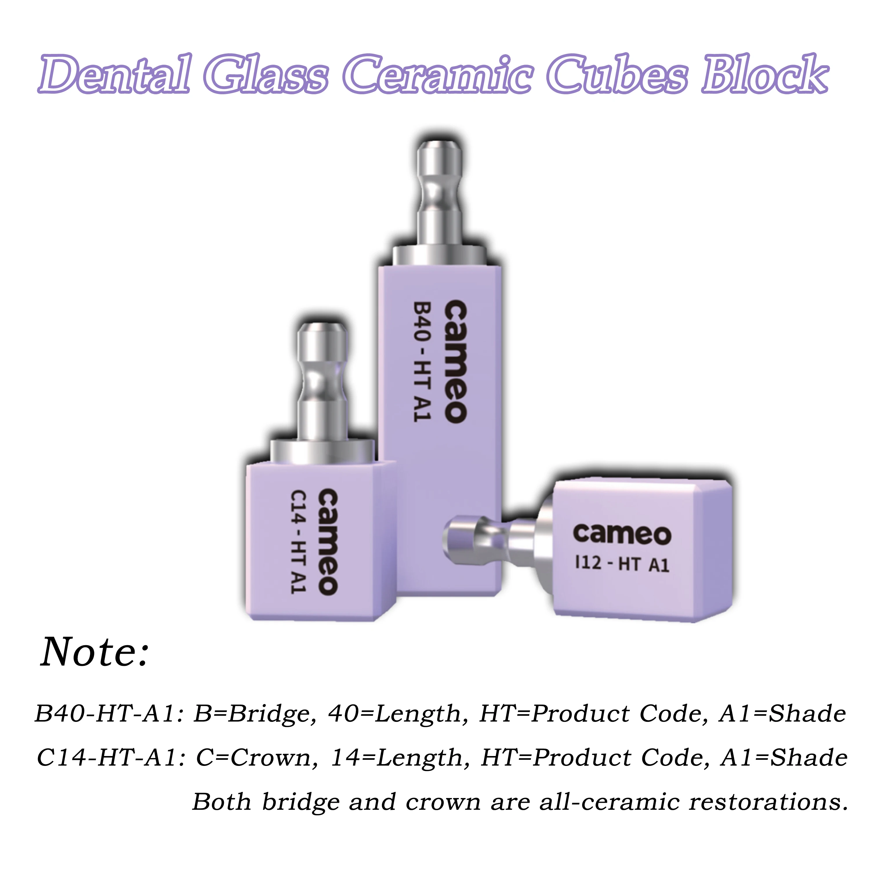 5 Piezas/Caja Aidite Cameo C14 CAD/CAM, Materiales Dentales de Disilicato de Litio Translúcidos, Bloques de Cerámica de Vidrio, Materiales de Laboratorio Dental