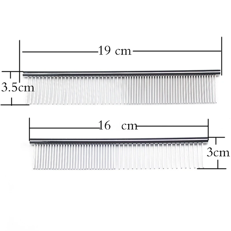 Peine de acero inoxidable para perros, cepillo de depilación de pelo largo y grueso, 16/19cm, peines desechables para el cuidado de mascotas, perros y gatos