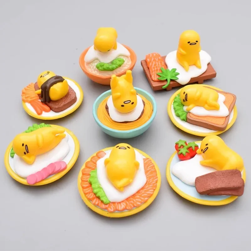Anime Gudetamas Yolk King huevos perezosos Gashapon juguete figuras en miniatura Linda muñeca modelo colección adornos niños regalo de cumpleaños