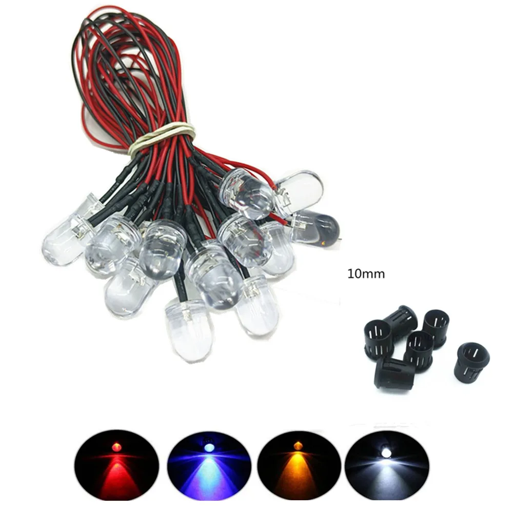 20 piezas diodos LED transparentes DC3V 5V 12V 24V 3MM 5MM 10MM para precable rojo/verde/azul/amarillo/UV/naranja/rosa/cálido/blanco/RGB