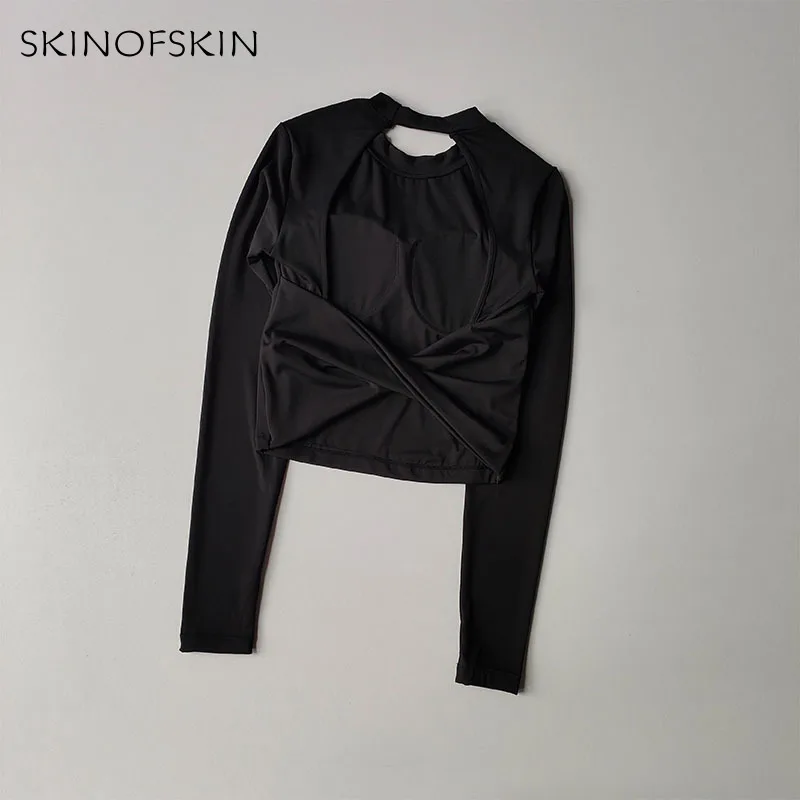 Top deportivo con espalda Sexy para mujer, traje de Yoga grande con espalda descubierta, camiseta de Fitness de manga larga picante para otoño e invierno, nuevo estilo