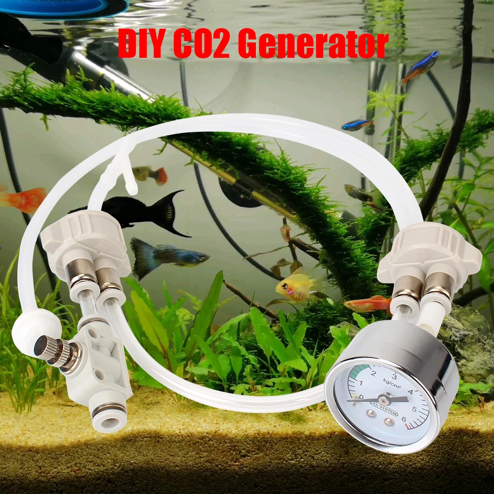 CO2 casero con dispositivo de flujo de aire de presión, Kit de sistema generador de CO2, difusor de válvula de CO2 DIY para pecera, agua y hierba