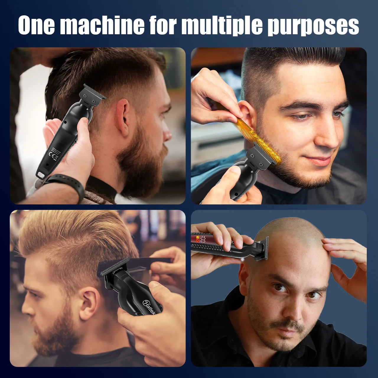 Cortadora de Cabello Hatteker con Pantalla LCD Digital, Recargable, para Corte de Precisión, Profesional, para Salón de Belleza y Uso Doméstico