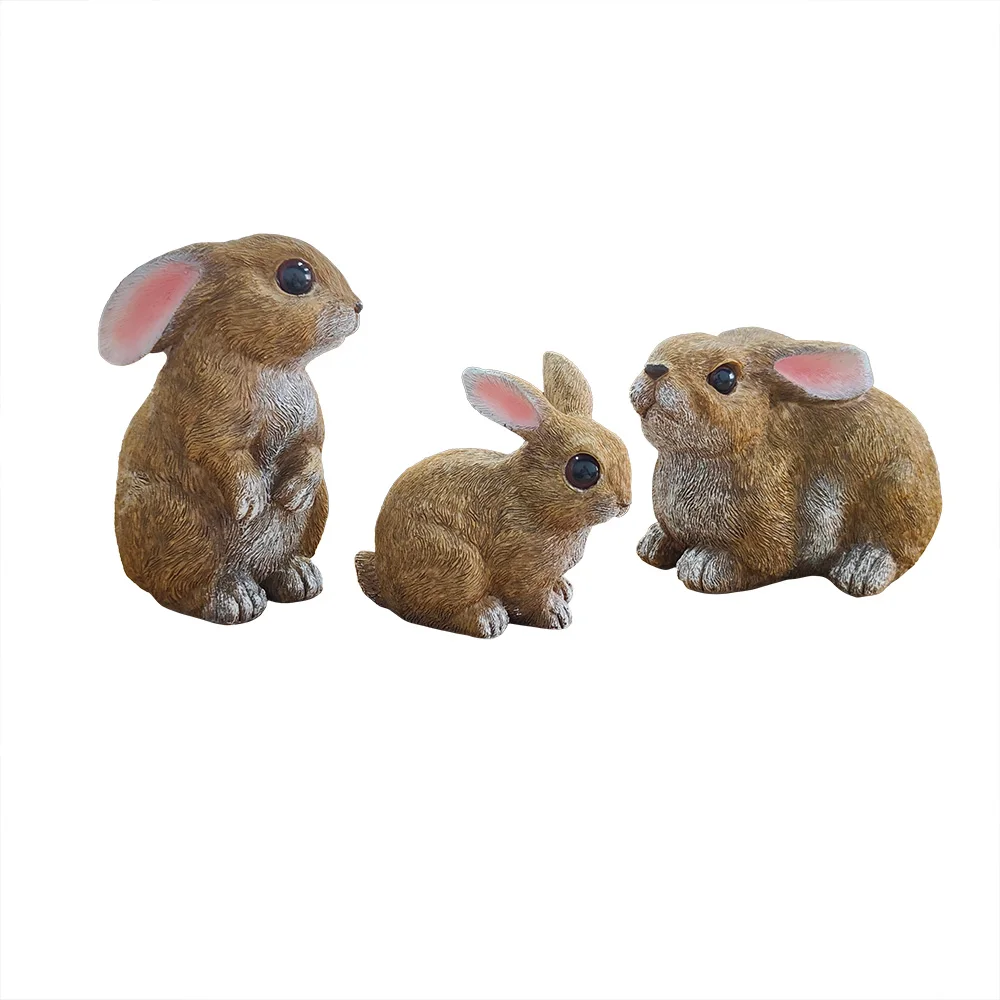 Decoración de conejito para exteriores, Juego de 3, estatuas para el hogar, jardín, mesa de conejo de pascua, Garde divertido