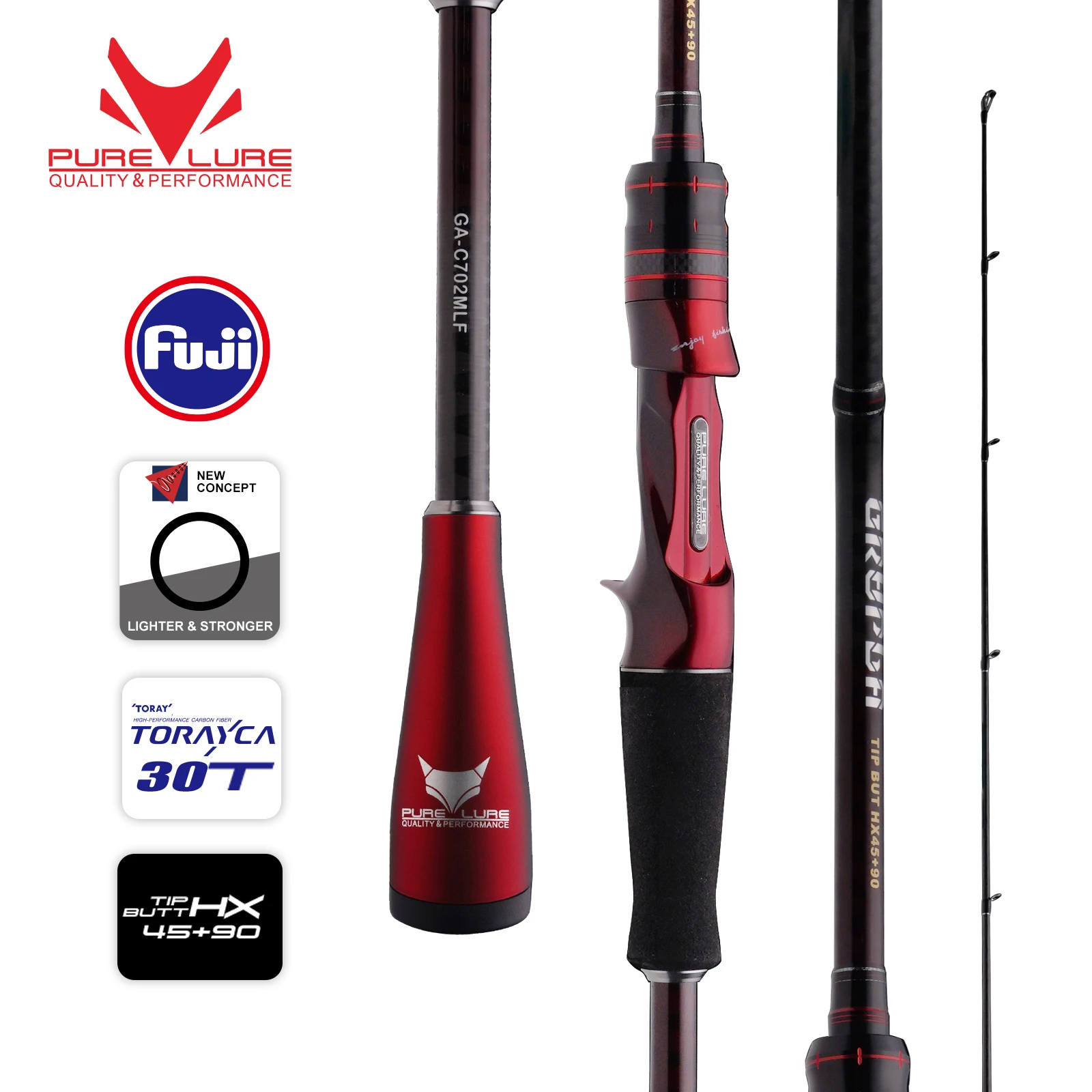 PURELURE GRUPLA caña de pescar giratoria de alto carbono Universal de lanzamiento largo en accesorios FUJI rápido