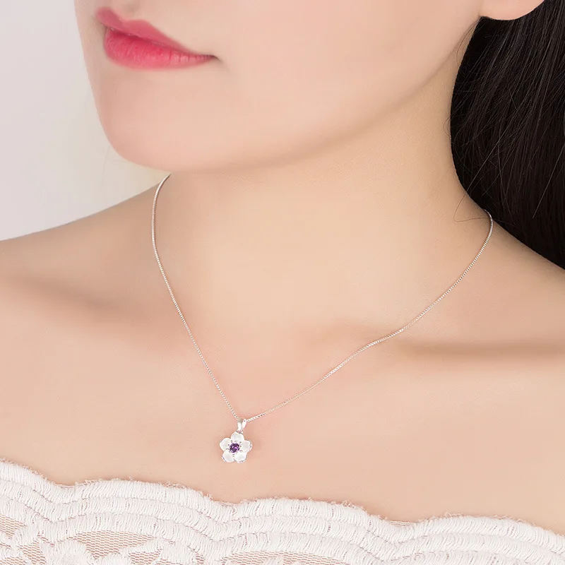 Collares de plata de ley 925 con flor de melocotón para mujer, accesorios de joyería de diseñador de lujo, joyería al por mayor