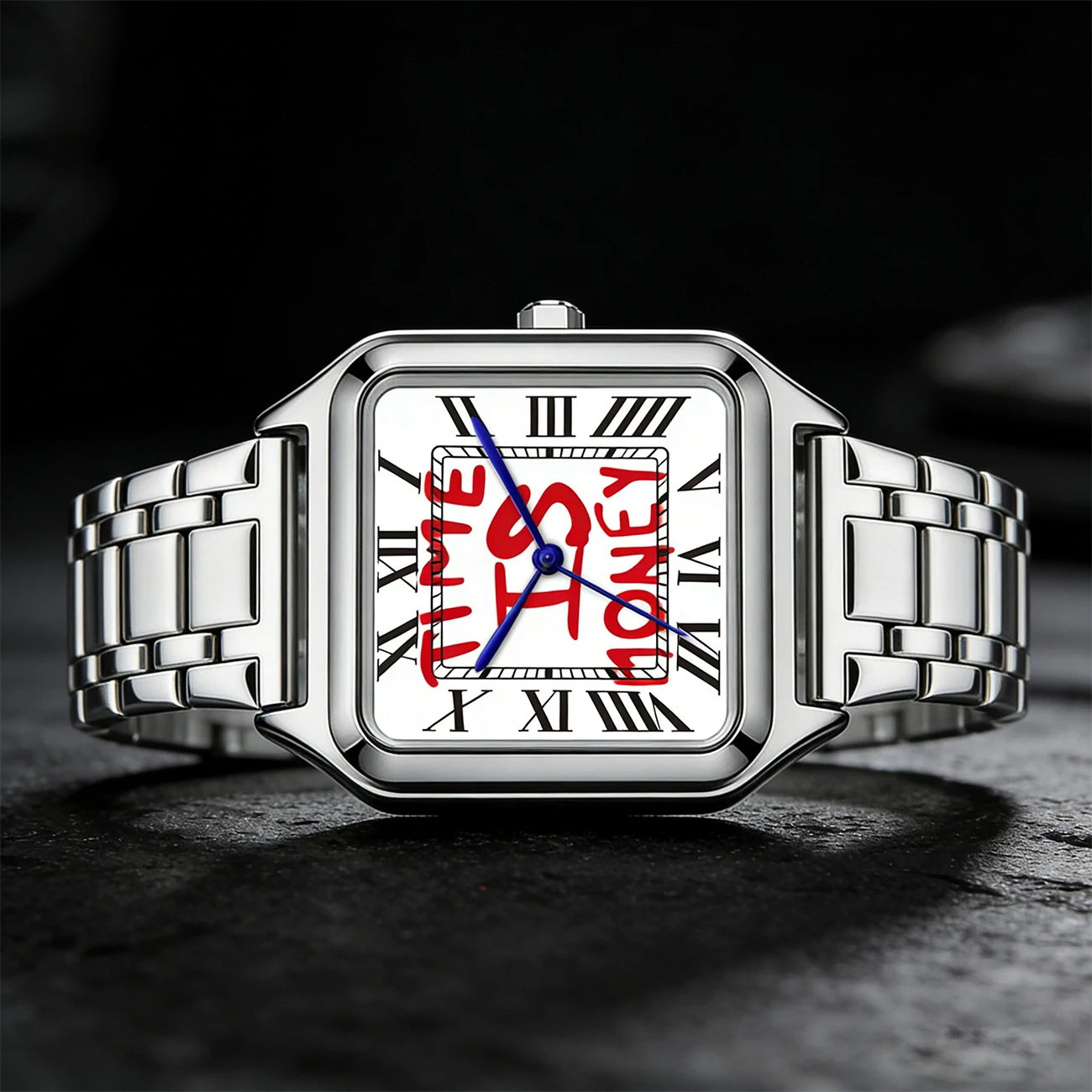 Reloj de Cuarzo TIME IS MONEY para Hombre, Diseño Cuadrado de Acero Inoxidable, Resistente al Agua, de Alta Gama para Negocios