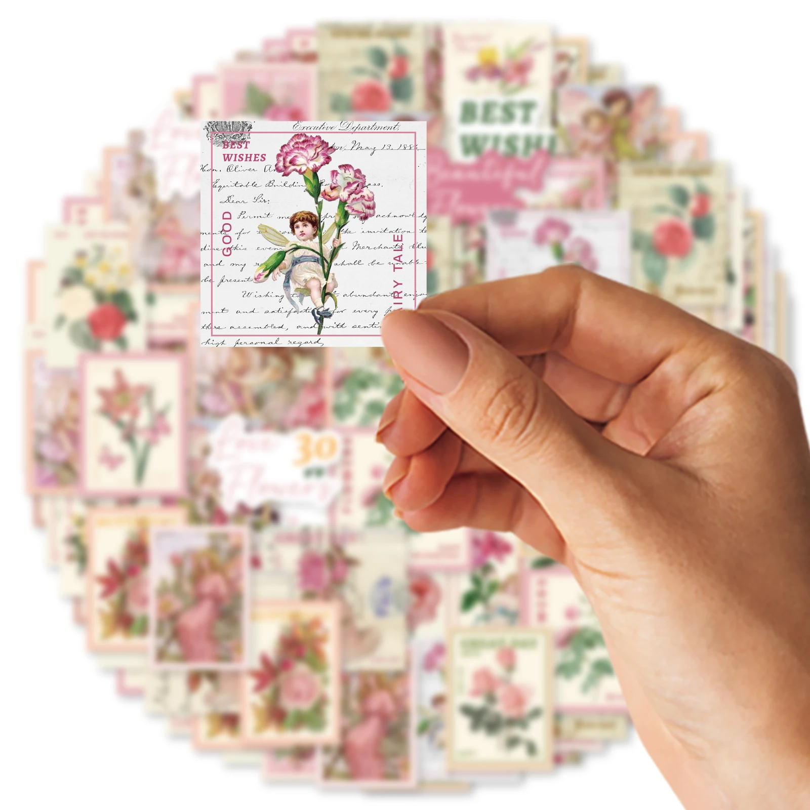 46 Uds. De pegatinas de grafiti Vintage de rosas, hadas y pájaros, cuaderno decorado, taza de agua, maleta, guitarra, juguete clásico, álbum de recortes, calcomanía DIY
