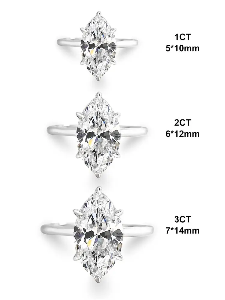 Anillo Moonla de Plata de Ley 925 clásico con circonita marquesa de 1-3 quilates para mujer, joyería fina de alta calidad para fiesta de compromiso