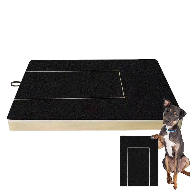 Tablero rascador de uñas para perros, almohadilla para recortar uñas, tablero rascador de madera extraíble para mascotas, juguete, caja de golosinas integrada, tablero de papel de lija para perros