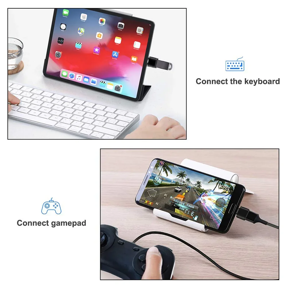 Adaptador USB 2,0 tipo C USB macho, convertidor OTG macho USB-C de aluminio negro, Mini colores metálicos para puerto tipo C