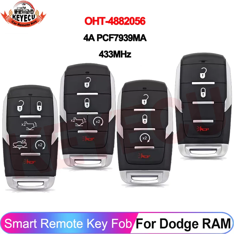 KEYECU OHT-4882056 Para Dodge RAM 1500 Pickup Limited 2019 2020 2021 2022 2023 2024 Llave Inteligente sin Llave con Chip 4A y Control Remoto 68442907