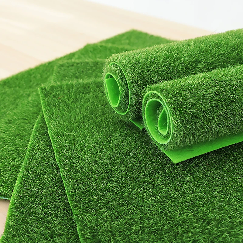 2 uds césped Artificial jardinería al aire libre césped sintético césped falso alfombra Micro-paisaje DIY flocado alfombra 30*30cm