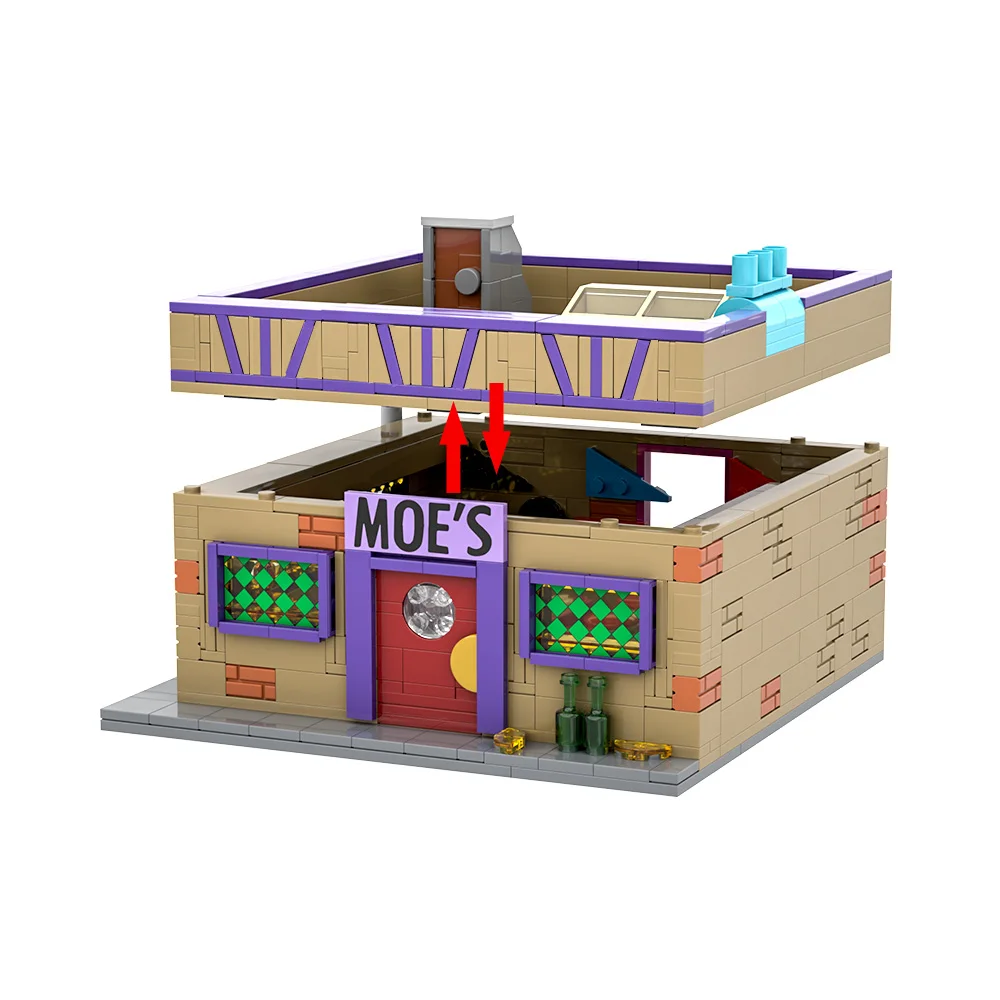 Gobricks MOC Simpsoned Modular Moe's Tavern bloques de construcción lugar de Springfield Modular Moe's Tavern Bar ladrillos modelo juguetes regalo