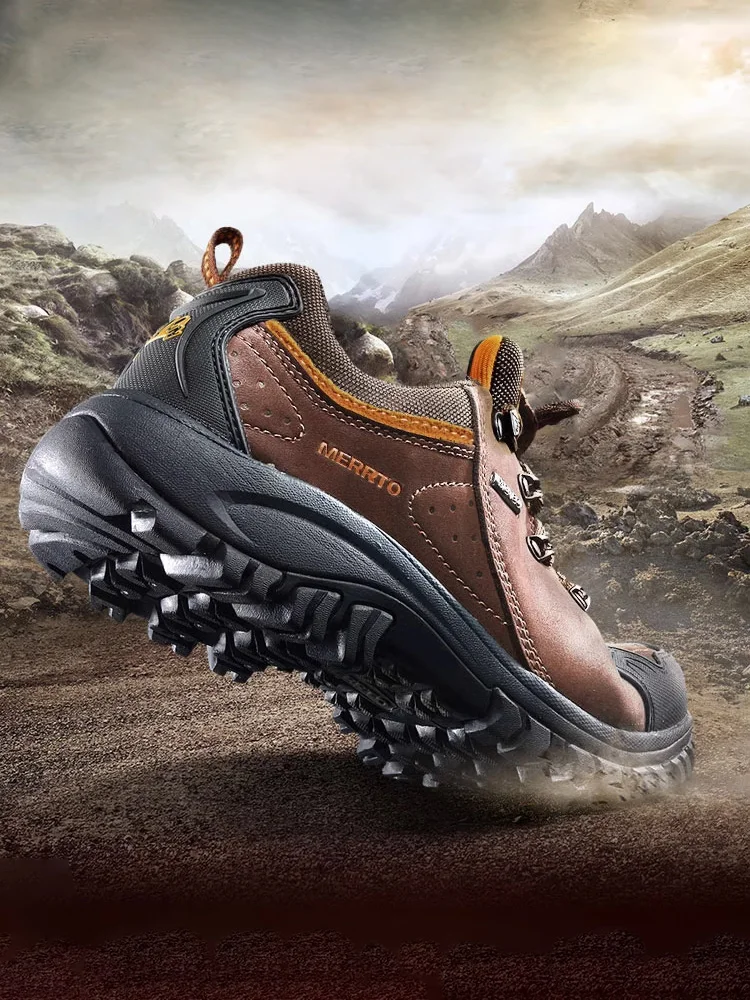 MERRTO, zapatos de cuero de vaca para exteriores para hombre, zapatos de senderismo, caza, turismo, montaña, zapatillas transpirables para escalada, botas tácticas