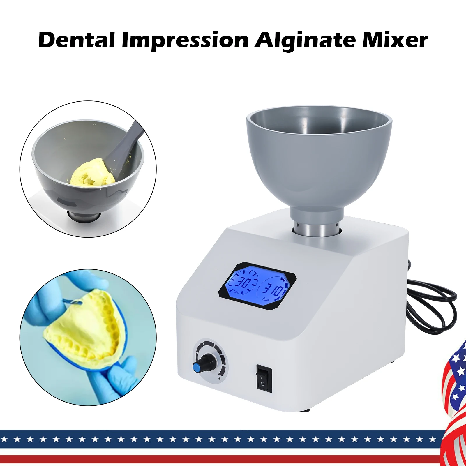Mezcladora de Alginato para Laboratorio Dental - Mezcladora de Yeso de 300 RPM para Mezclar Materiales de Impresión