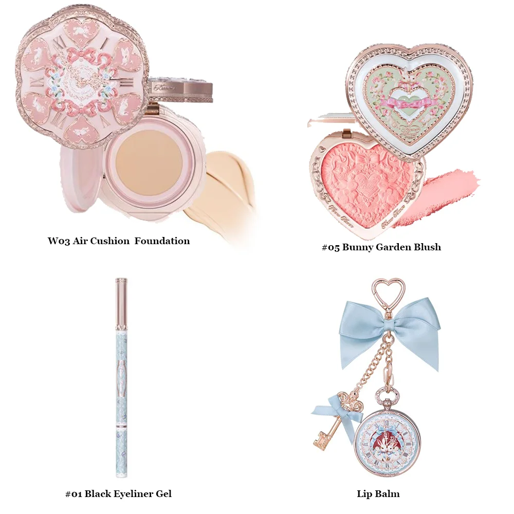 Set de Maquillaje Flower Knows Little Angel Bunny Garden, Brillo Labial, Rubor, Joyería, Kit de Regalo de Cumpleaños Flower Knows