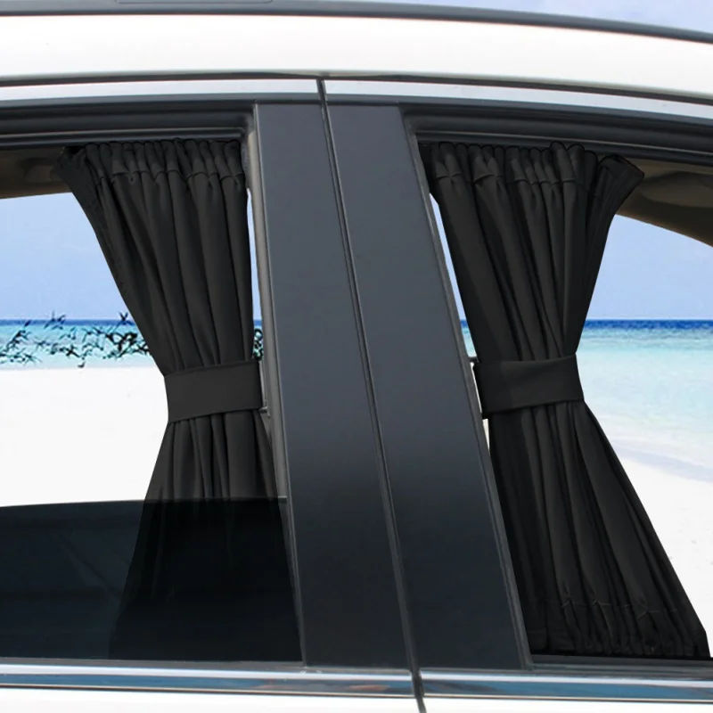 Parasol para coche, cortina para ventana lateral, accesorios de protección Uv plegables para coche, tela pura negra, 50cm, 2 uds.