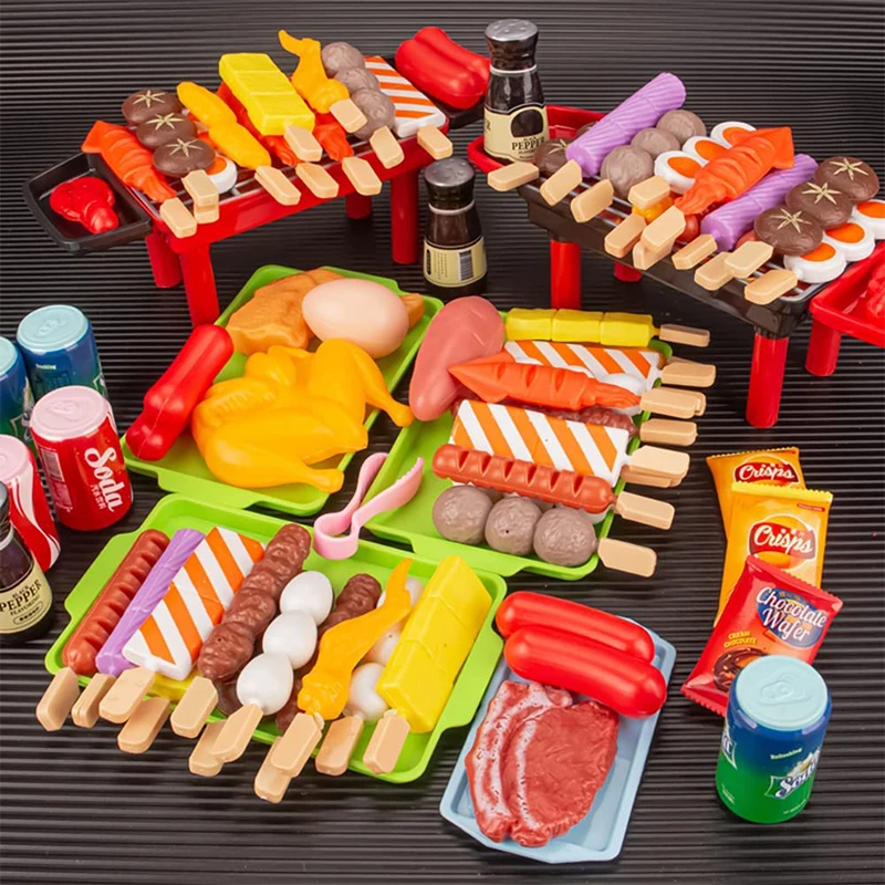 Juguetes de cocina para vestir para bebé, juego de barbacoa para niños, utensilios de cocina para barbacoa simulada, comida simulada, Cosplay, juguetes educativos de regalo