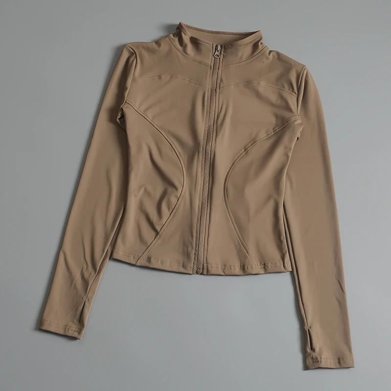 Camiseta de Yoga con cremallera para mujer, chaqueta deportiva de manga larga, Top de gimnasio, ropa deportiva, abrigos para correr, ropa de entrenamiento para mujer