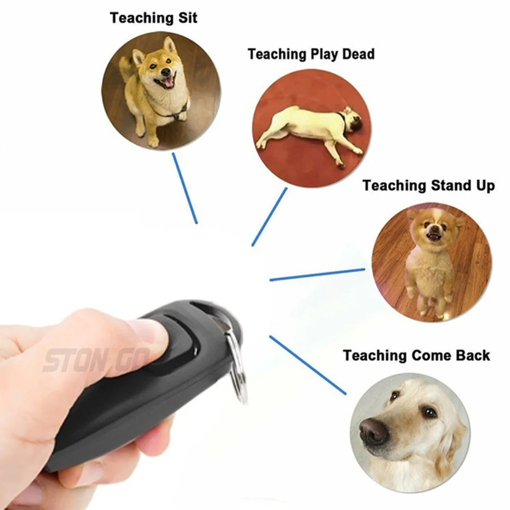 Clicker y silbato multifunción 2 en 1 para mascotas, entrenador de perros con llavero, entrenador de cachorros, flauta y Clicker para perros, suministros para mascotas