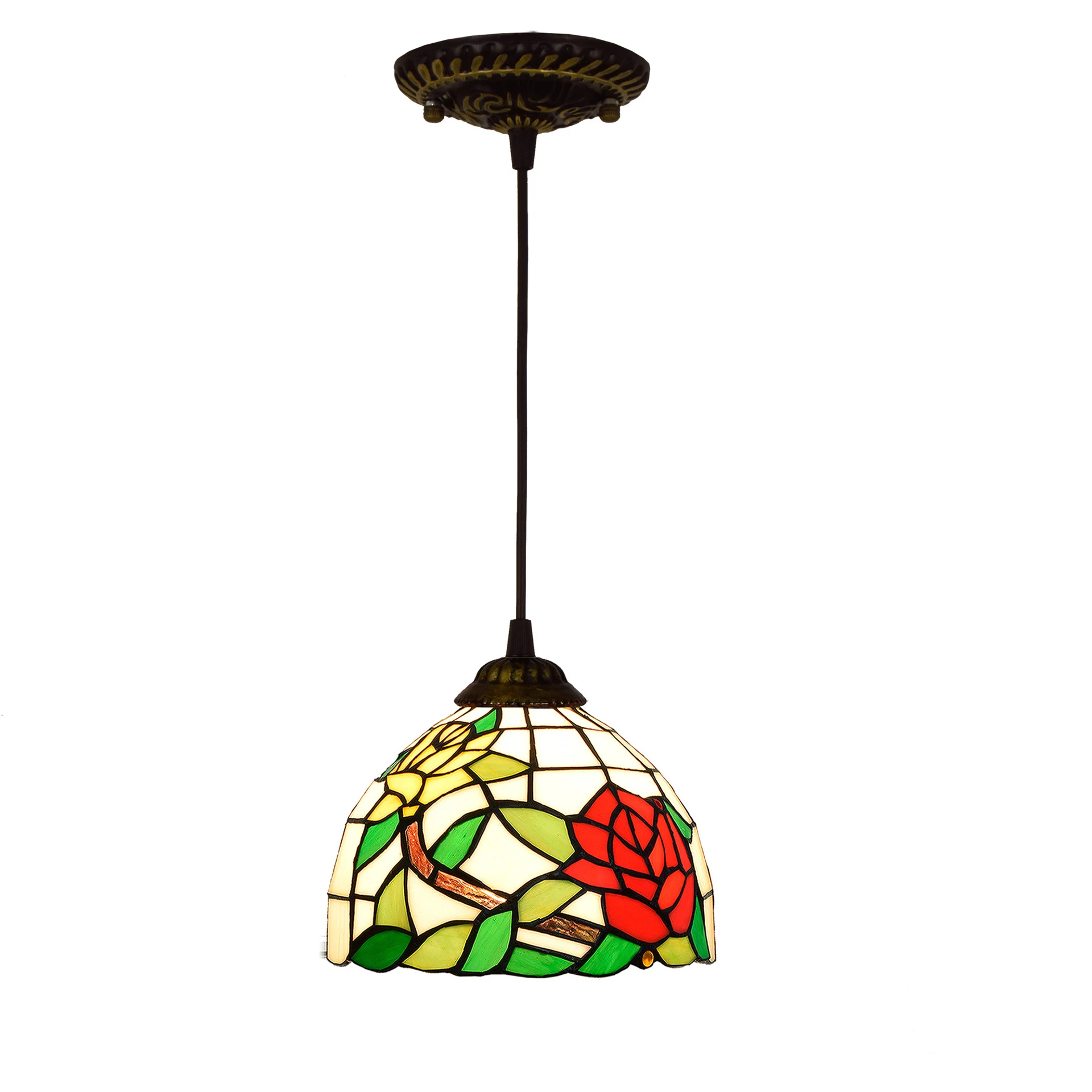 Lámpara colgante de vitral europeo de 20cm/8 pulgadas, candelabros de comedor, luz colgante, accesorio de iluminación para dormitorio, decoración del hogar