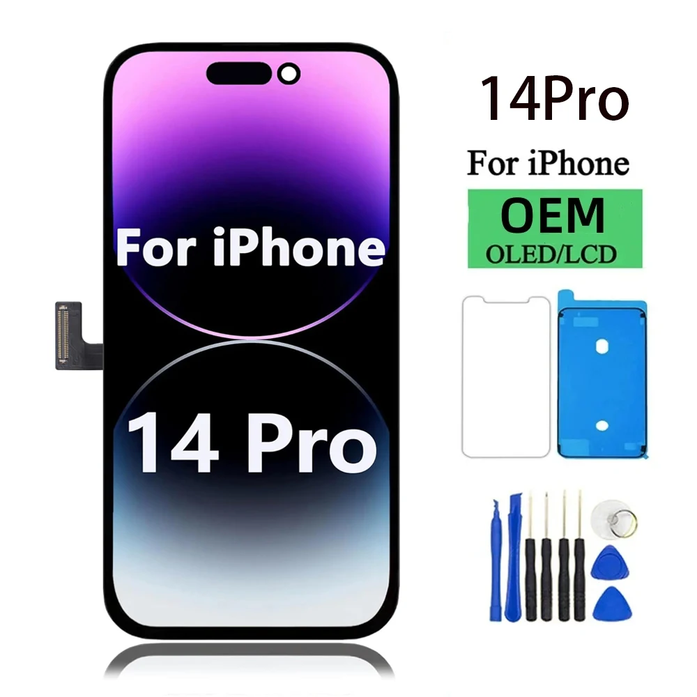 Pantalla OLED para iPhone 14 Pro, conjunto de digitalizador táctil LCD con función táctil 3D para reemplazo de pantalla LCD del iPhone 14 Pro
