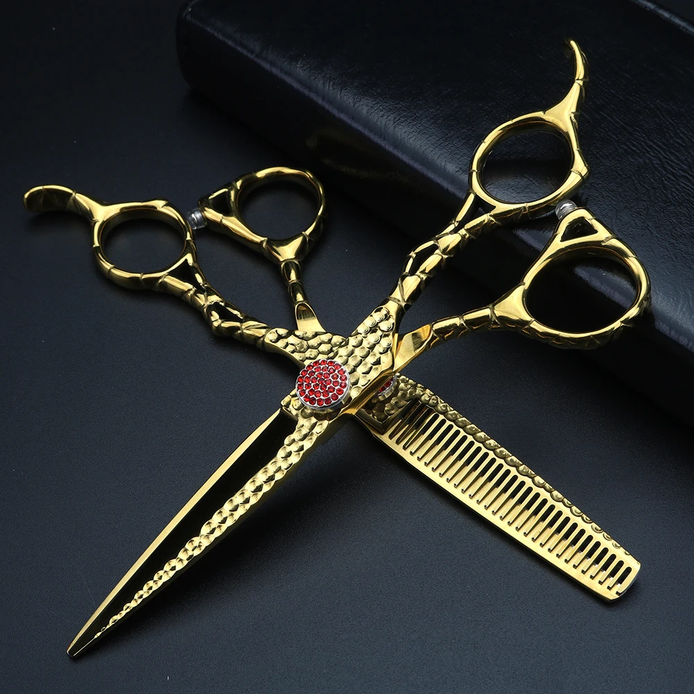 Tijeras para cabello forjado XUANFENG, tijeras de corte y adelgazamiento de acero japonés 440C de 6 pulgadas, tijeras de peluquero