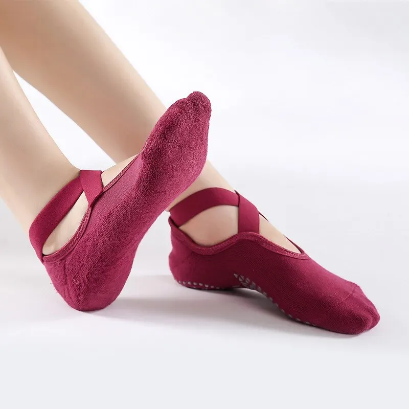 Calcetines de Pilates antideslizantes de alta calidad para mujer, calcetines de Yoga de vendaje transpirable, calcetines deportivos de Ballet de Barre de baile y Fitness de algodón