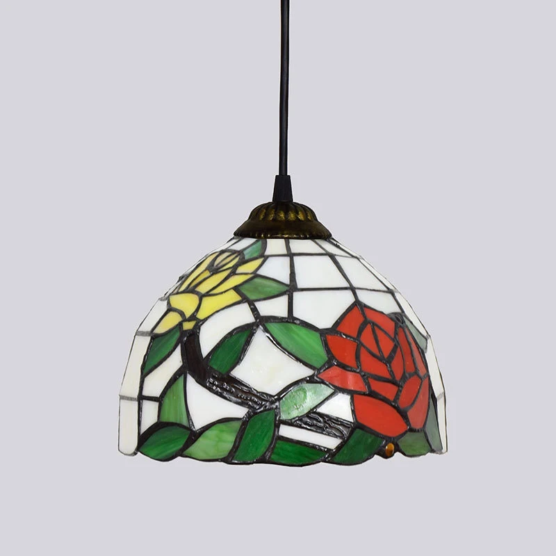 Lámpara colgante de vitral europeo de 20cm/8 pulgadas, candelabros de comedor, luz colgante, accesorio de iluminación para dormitorio, decoración del hogar