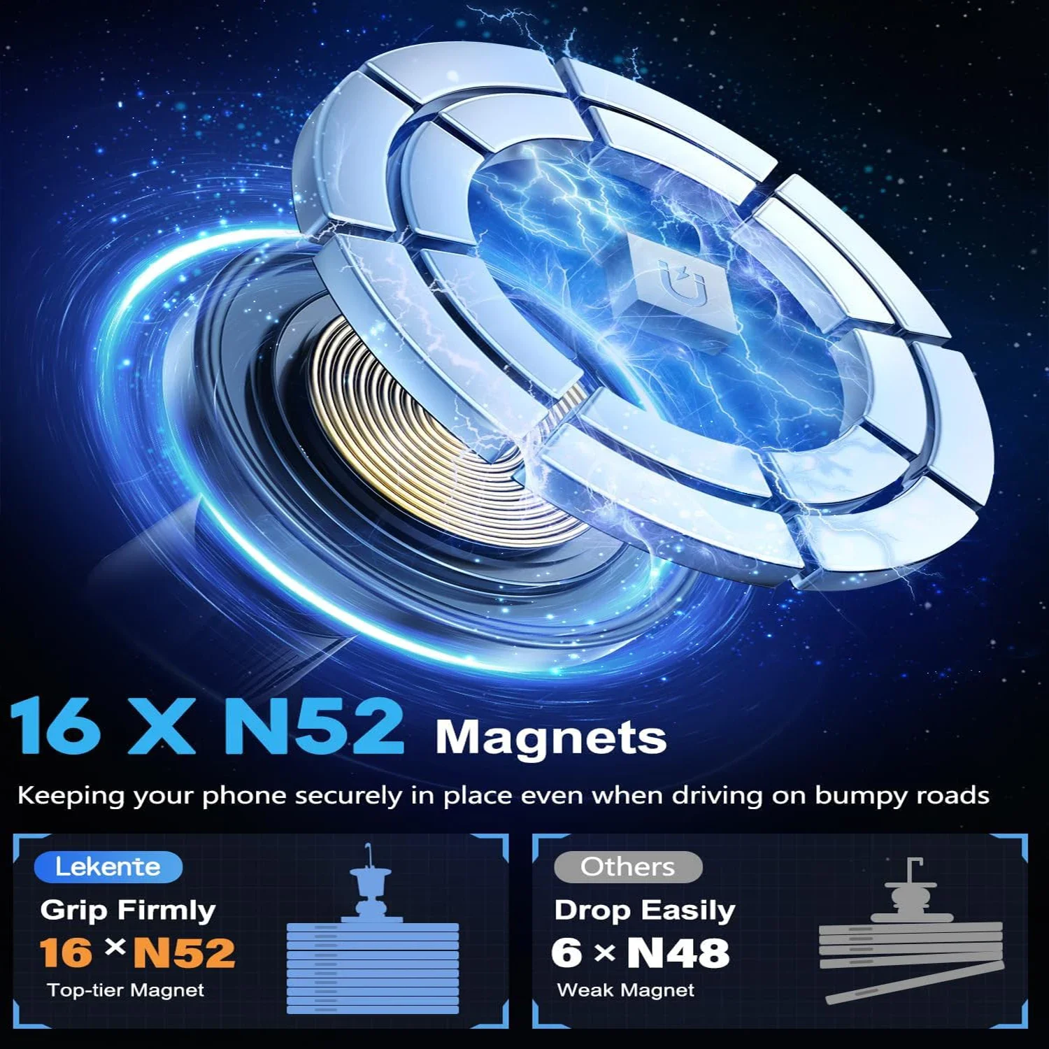 UYUXIO-Adaptador de cargador de teléfono inalámbrico magnético fuerte para coche, soporte de teléfono para salida de aire de 15W para iPhone 16 15 14 13 Pro Max Plus 12