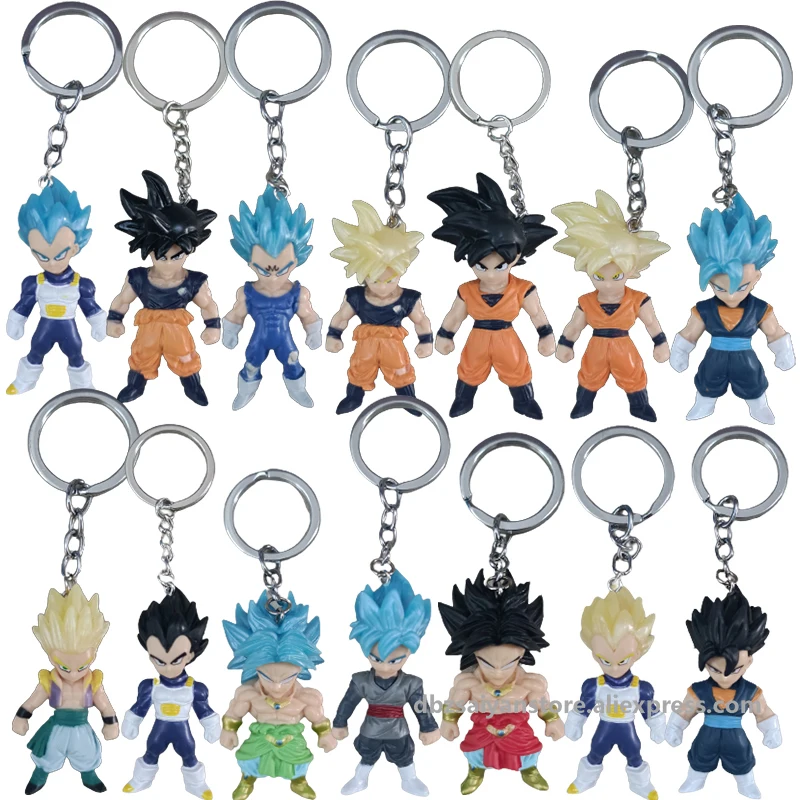 Figuras de Dragon Ball en Caja Sorpresa, Llavero de Goku y Vegeta Super Saiyan, Juguetes Coleccionables de Anime en PVC para Regalos