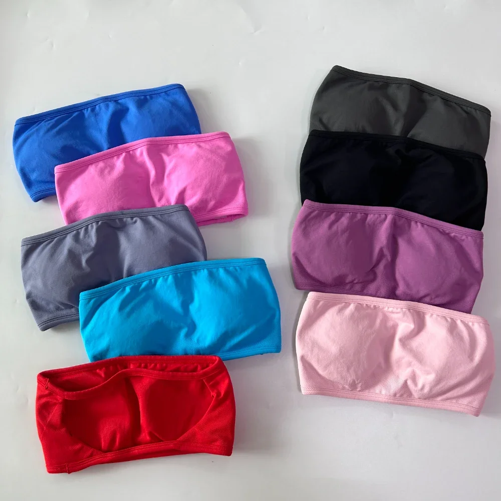 Conjunto de Yoga sin logotipo para mujer, 2 piezas, Bandeau con espalda descubierta, Sujetador deportivo, pantalones cortos, ropa de Yoga, conjunto de gimnasio, ropa de entrenamiento, conjuntos de trajes