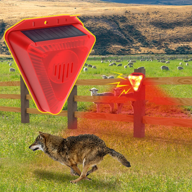 Lámpara de alarma Solar, sirena, Sensor de movimiento inalámbrico, impermeable para exteriores, luz de alarma de 129dB, Detector de sistema de alarma salvaje de lobo